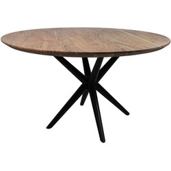 HSM Collection-Ronde Eettafel Zurich-ø120x76-Naturel/Zwart-Acacia/Metaal