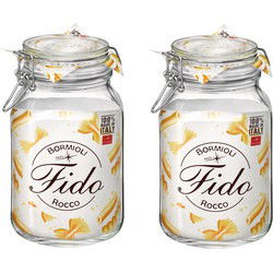 Set van 2x stuks voorraadpot/weckpot 2000 ml glas met metalen beugelsluiting - Weckpotten
