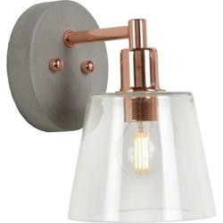 Koper en glas stijlvolle wandlamp 13 cm E14