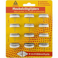 Meubelviltglijder grijs 28mm 12st