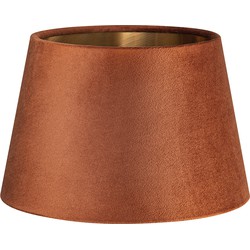 Fluweel - Velvet Lampenkap - Conisch - Bruin + goud - Luxe stijl - ø20 x 13 cm - E27 fitting - voor tafellampen - voor woonkamer en eetkamer