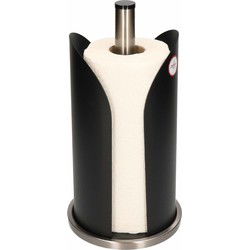 Zeller keukenrolhouder - rond - metaal - zwart - 15 x 31 cm - Keukenrolhouders