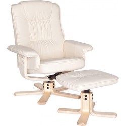 Pippa Design relax fauteuil lederlook met voetsteun - creme