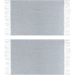 Krumble Theedoek met franjes - 38 x 62 cm - Katoen - Grijs - set van 2