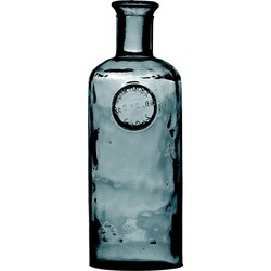 Natural Living Bloemenvaas Olive Bottle - marine blauw transparant - glas - D13 x H35 cm - Fles vazen - Vazen
