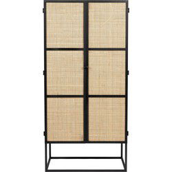 Housecraft Living Guuji Kast op wieltjes Hoog 2 deurs Rotan/ Metaal