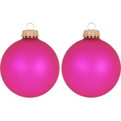 Krebs Kerstballen - bubbelgum roze - 8ST - glas - 7 cm - Kerstbal