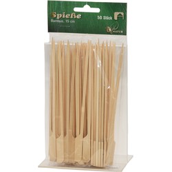 Hapjes/sate prikkers/spiesjes - bamboe hout - 50x stuks - 15 cm - prikkers (sate)