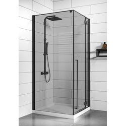 Badplaats Douchecabine Vancouver 90 x 90 x 190 cm - Zwart - Rookglas - Douchewand met Draaideur