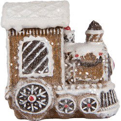 Clayre & Eef Kerstdecoratie Beeld Trein Bruin Kunststof