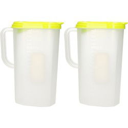 Waterkan/sapkan transparant/groen met deksel 2 liter kunststof - Schenkkannen