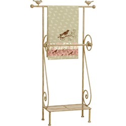 Clayre & Eef Handdoekenrek  55x18x97 cm Beige Bruin Ijzer Rechthoek Vogel Handdoekhouder