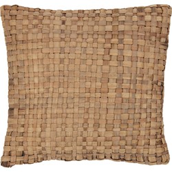 J-line - Kussen Vierkant 1 Zijkant Riet/textiel Naturel Small - 45x45x11cm