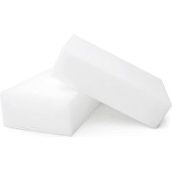 Set van 2x stuks wondersponsjes/keukensponsjes wit 10 cm van melaminehars - Sponzen