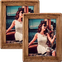 ZEP Fotolijst - 2x - bruin - hout - foto 13 x 18 cm - wonen - accessoires - Fotolijsten