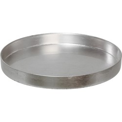 Ronde kunststof dienblad/kaarsenplateau zilver D27 cm - Kaarsenplateaus