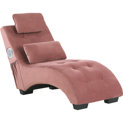 Beliani SIMORRE - Chaise longue-Roze-Fluweel