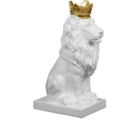 Decoratief beeld Royal Lion - Wit - H30 cm