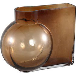 PTMD Nira Vaas - 20 x 29 x 24 cm  - Glas - Bruin