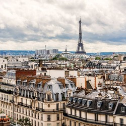 ESTAhome fotobehang Parijs city view beige en grijs - 2,79 x 2,79 m - 158810