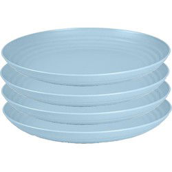 PlasticForte Rond bord/camping bord - 4x - D25 cm - ijsblauw - kunststof - Dinerborden