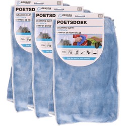 Benson Poetsdoeken - set 6x - extra zacht - microvezel - 2 formaten - blauw - schoonmaken - Vaatdoekjes