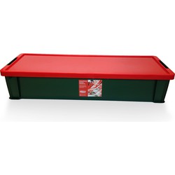 Kerst inpakpapier/cadeaupapier opbergbox groen/rood 81 x 28 x 16 cm - Cadeaupapier