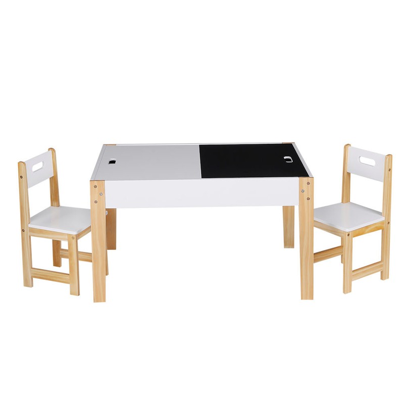 Decopatent® Kindertafel met stoeltjes van hout - 1 tafel en 2 stoelen - Kinder en Krijttafel - - Speeltafel - - | HomeDeco.nl