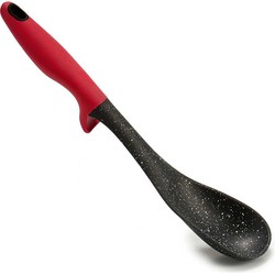 Arte R Kook/keuken gerei - opschep lepel - zwart/rood - kunststof - 32 cm - Soeplepels