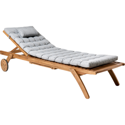Beliani CESANA PREMIUM - Tuinligstoel-Lichte houtkleur-Acaciahout