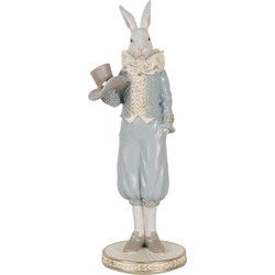 Clayre & Eef Decoratie Beeld Konijn 31 cm Wit Blauw Kunststof