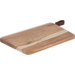 Houten snijplank/serveerplank met leren hengsel 30 cm - Snijplanken