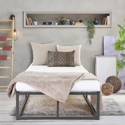 ML design metalen bed zwart, 90x200 cm, gemaakt van stalen frame