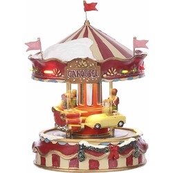 Luville Kerstdorp Kleine draaimolen - 13x13x17.5 cm - Polyresin - Rood