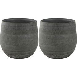 Steege Plantenpot/bloempot - 2x - keramiek - mystic grijs - 26 x 26 cm - Plantenpotten