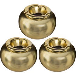 Terras asbak/stormasbak rond keramiek 13 x 8 cm goud - 3x - Asbakken