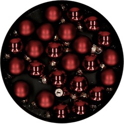 Othmar Decorations kerstballen van glas - 24x - donkerrood - 2,5 cm - Kerstbal