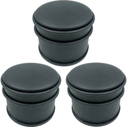 Set van 3x deurstoppers rond mat zwart 10 x 8 cm - Deurstoppers