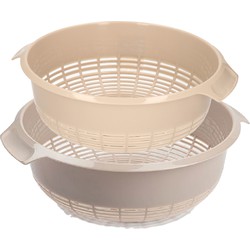 Forte plastics kunststof keuken vergieten combiset taupe/beige 27 x 10 cm en 23 x 9 cm - Vergieten