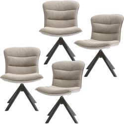 WOOOD draaibare eetkamerstoelen Nika - Polyester - Taupe - Set van 4