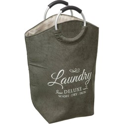 5Five Wasmand XXL wasgoed zak met hengsels - olijfgroen - 35 liter - 52 x 28 x 60 cm - Wasmanden