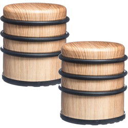 2x Stuks ronde deurstopper houtlook 7 x 8 cm van metaal - Deurstoppers