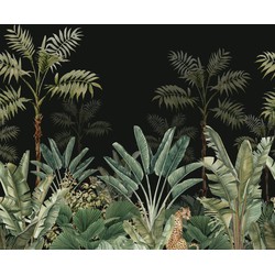 ESTAhome fotobehang jungle-motief zwart en vergrijsd groen - 300 x 279 cm - 158950