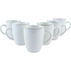 OTIX Koffiekopjes met oor - Mokken Set - Koffietassen - Wit - met Goud - 200ml - Vaatwasser bestendig - Porselein - 6 stuks - CROCUS