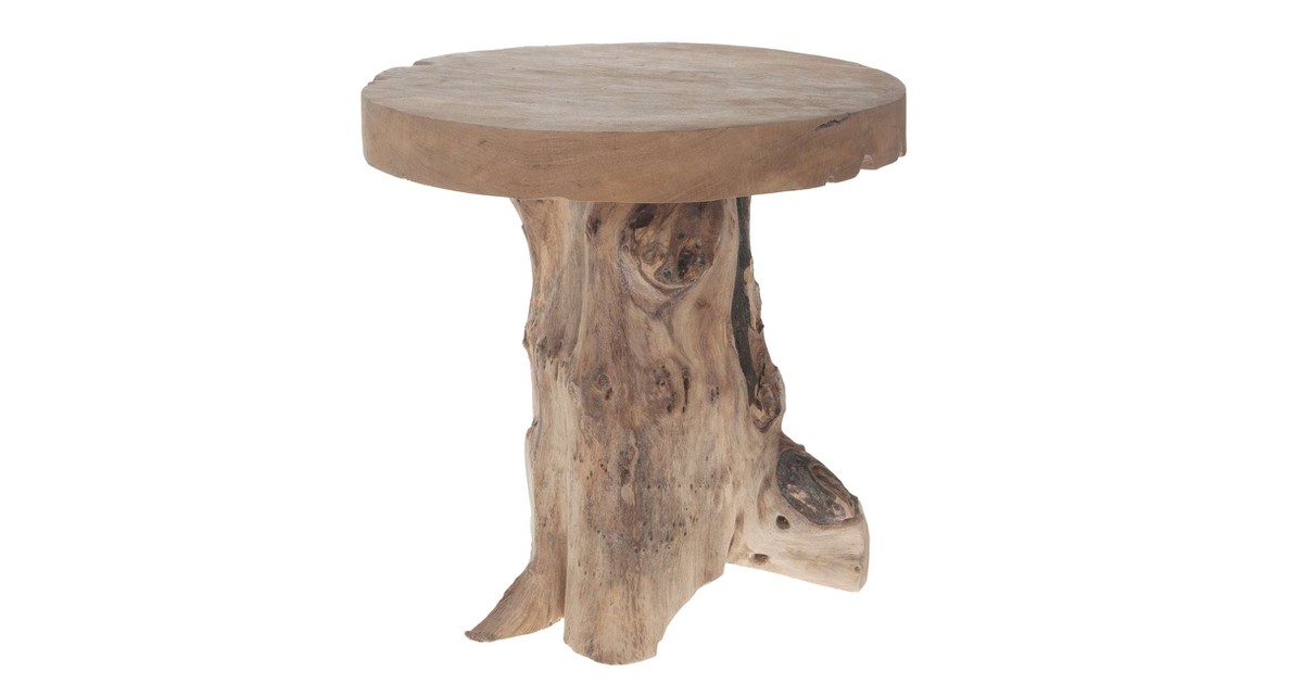 Houten kruk - teak hout - naturel - 41 x 40 x 25 cm