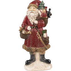 Clayre & Eef Beeld Kerstman 12x4x24 cm Rood Polyresin Kerstdecoratie