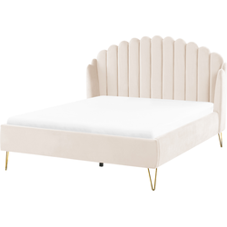 Beliani AMBILLOU - Tweepersoonsbed-Beige-Fluweel