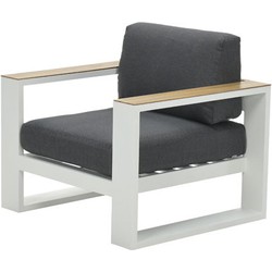 Cube lounge fauteuil mat wit/ reflex bl/ teak look