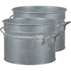 2x Stuks Bloempot/plantenpot 2,5 liter - D16 x H13 cm - zink - Plantenpotten