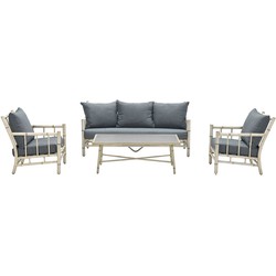 Lombok loungeset - 4-delig - aluminium - bamboo-look - mystic grey